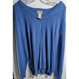 L. L. Bean Mens 100% Lambs Wool Sweater Blue Size L